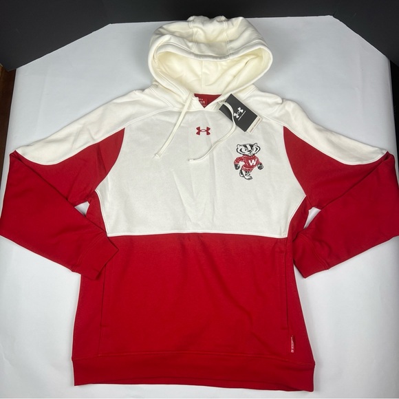 Under Armour Other - Under Armour Iconic Collection Univesity Of Wisconsin Bagders Bucky Hoodie. Sz L